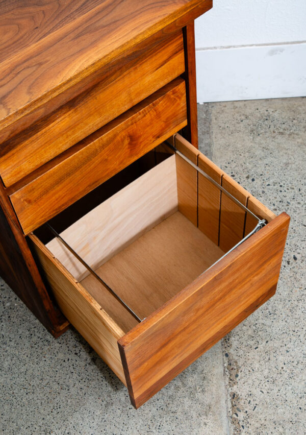 Mid Century Modern Desk Solid Walnut Executive Office Custom 3 Drawer Floating - Image 8