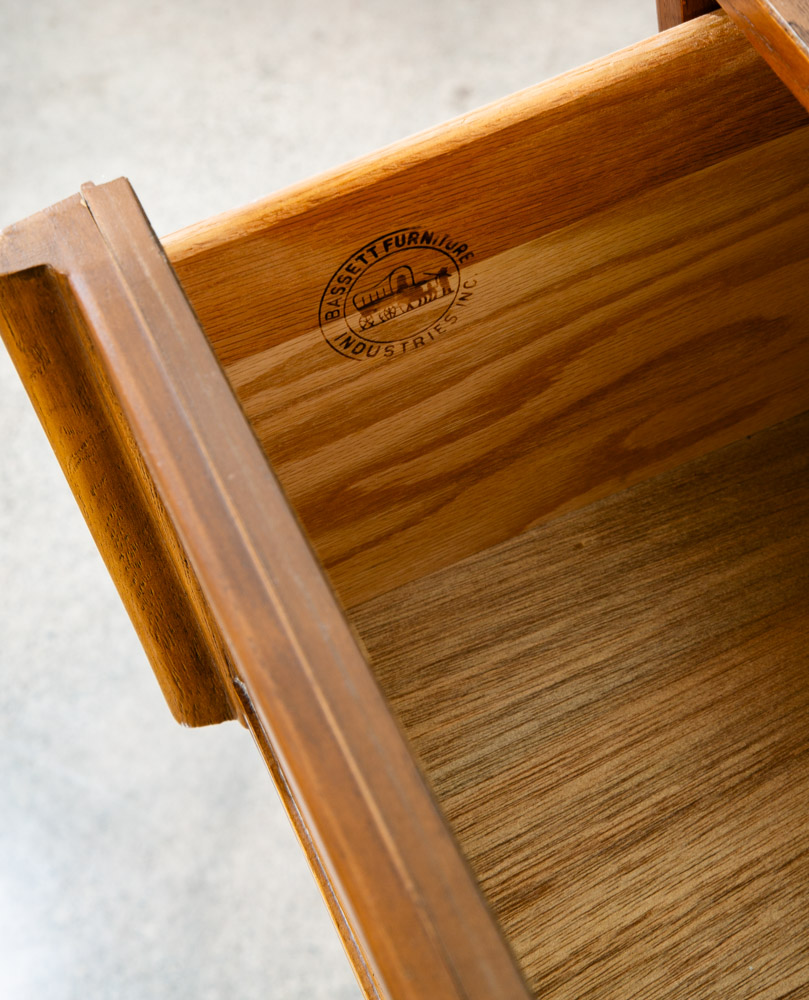 Mid Century Modern Highboy Dresser Bassett furniture 4 Drawer Chest Brass Mcm - Image 7