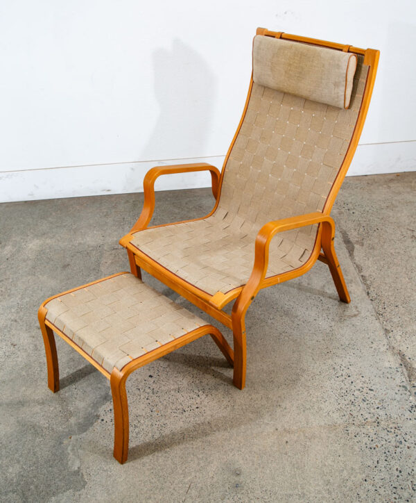 Mid Century Danish Modern Lounge Chair Finn Ostergaard Canvas Sweden Ottoman Mcm - Image 8