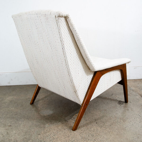 Mid Century Danish Modern Lounge Chair Dux Fohlke Ohlsson White Cream Speckled - Image 4