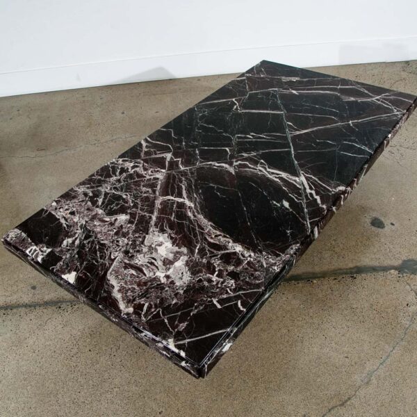 Mid Century Modern Coffee Table Marble Rectangular Pedesta Large Black White NM - Image 3