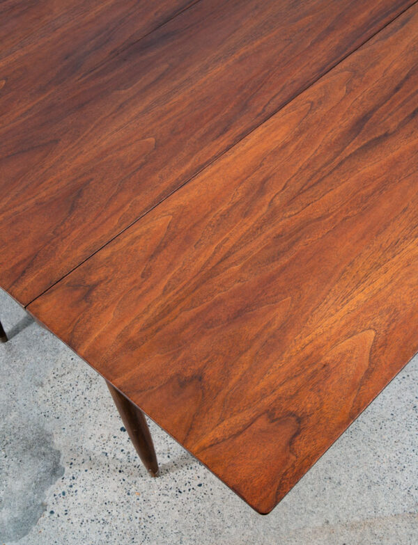 Mid Century Modern Dining Table Drop Leaf Walnut Restored Extension Expanding - Image 12