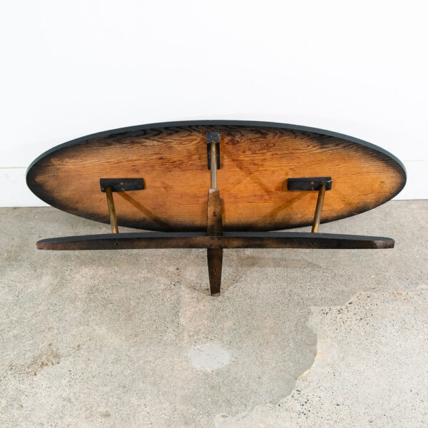Mid Century Danish Modern Coffee Table Teak Oval Oak Refinished Surfboard Mcm - Image 6