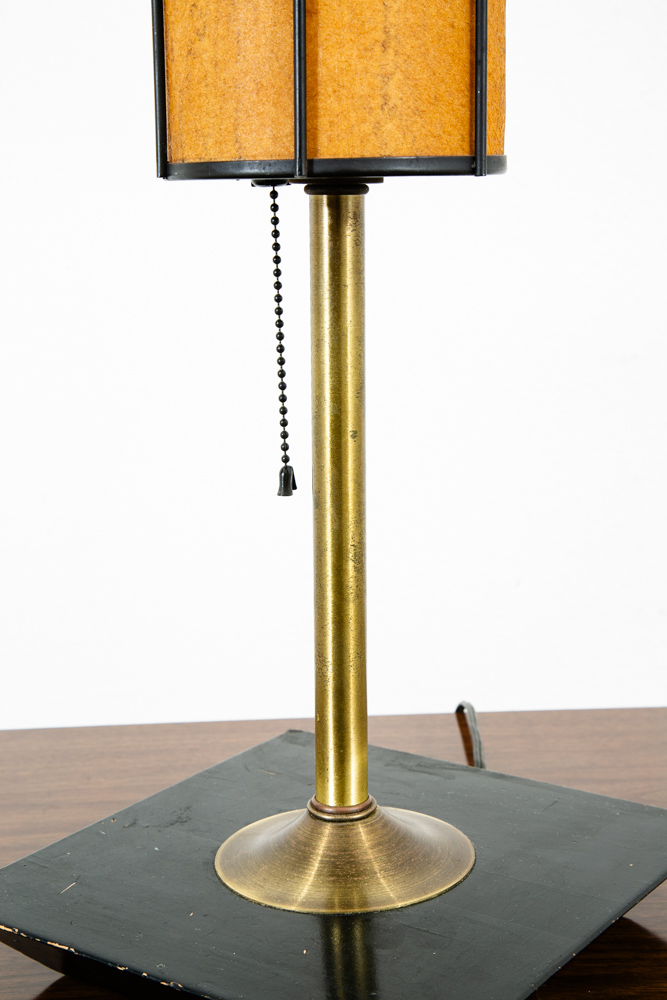 Mid Century Modern Lamp Table Light lighting Black Brass Round Gold Brutalist - Image 6