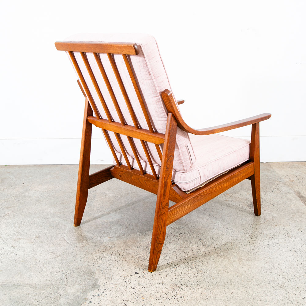 Mid Century Danish Modern Lounge Chair Salmon Pink Peach Armchair Mcm Baumritter - Image 3
