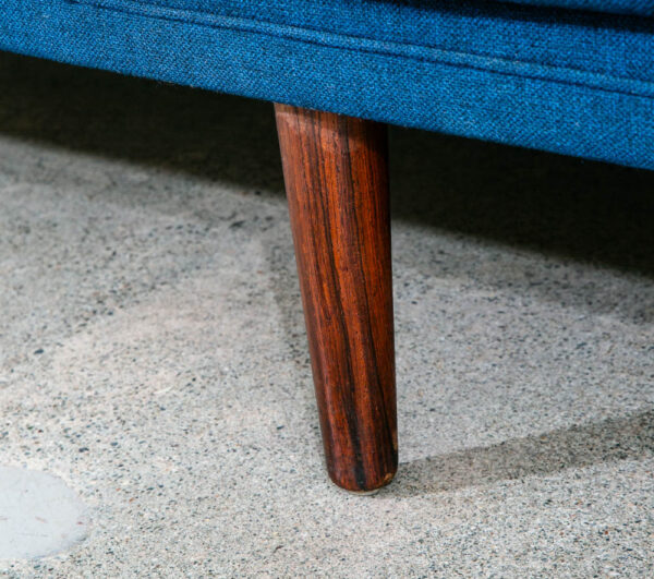 Mid Century Danish Modern Sofa Couch Solid Rosewood 4 Seater Navy Blue Vintage - Image 12