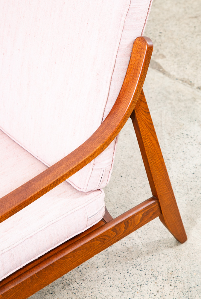 Mid Century Danish Modern Lounge Chair Salmon Pink Peach Armchair Mcm Baumritter - Image 5