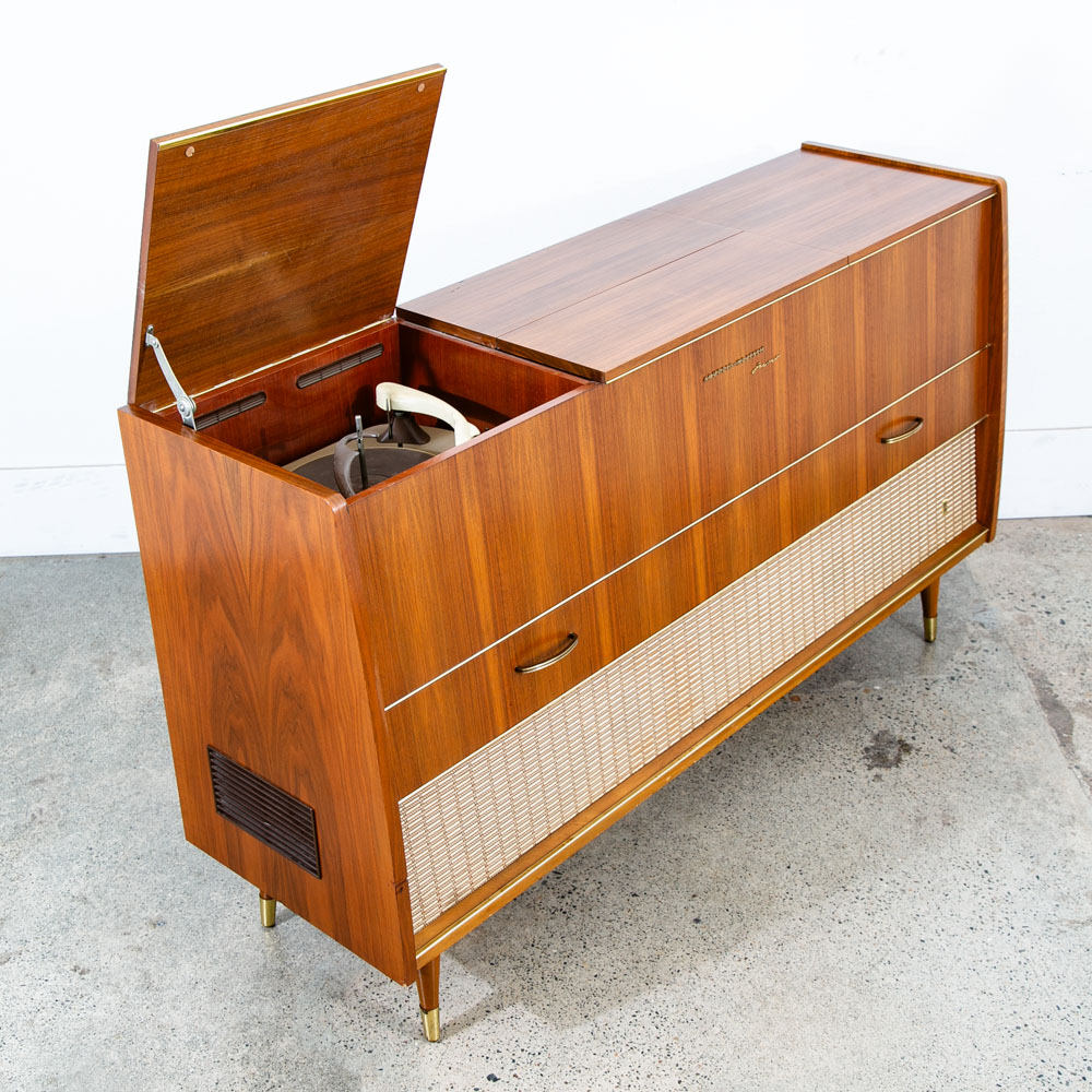 Mid Century Danish Modern Stereo Console Grundig Teak Record Player Radio Hifi - Image 11