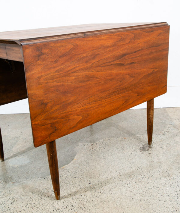 Mid Century Modern Dining Table Drop Leaf Walnut Restored Extension Expanding - Image 8