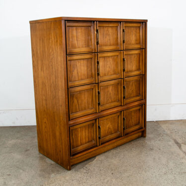 Mid Century Modern Highboy Dresser Bassett furniture 4 Drawer Chest Brass Mcm