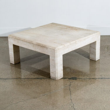 Mid Century Modern Coffee Table Travertine Square Large 42" 1970s Vintage Stone