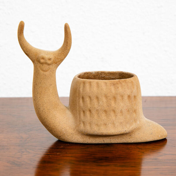 Mid Century Modern Art Pottery Snail Planter Pot Figurine Ceramic Matte Catchall - Image 2