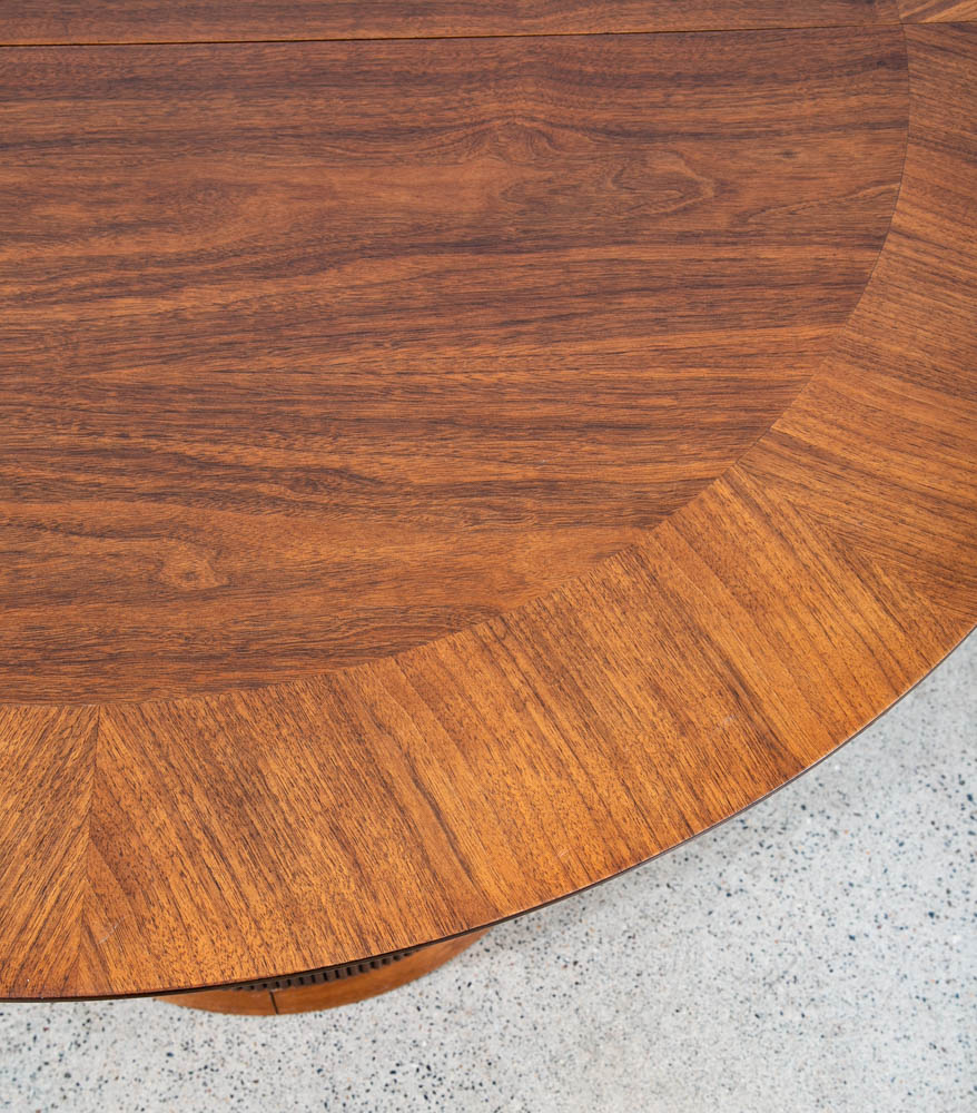 Mid Century Modern Dining Table Pedestal Walnut Round Restored Circular Mcm - Image 10