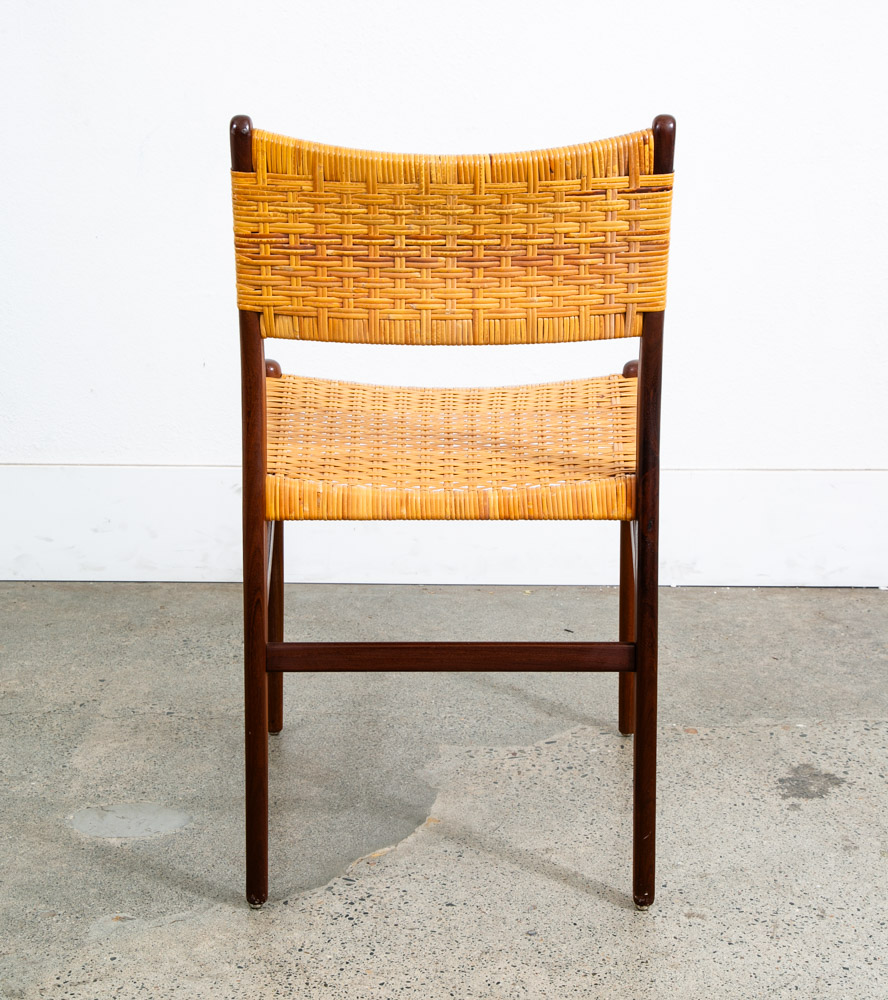 Mid Century Danish Modern Dining Chair Side Cane Wrapped High Back Vintage Teak - Image 4