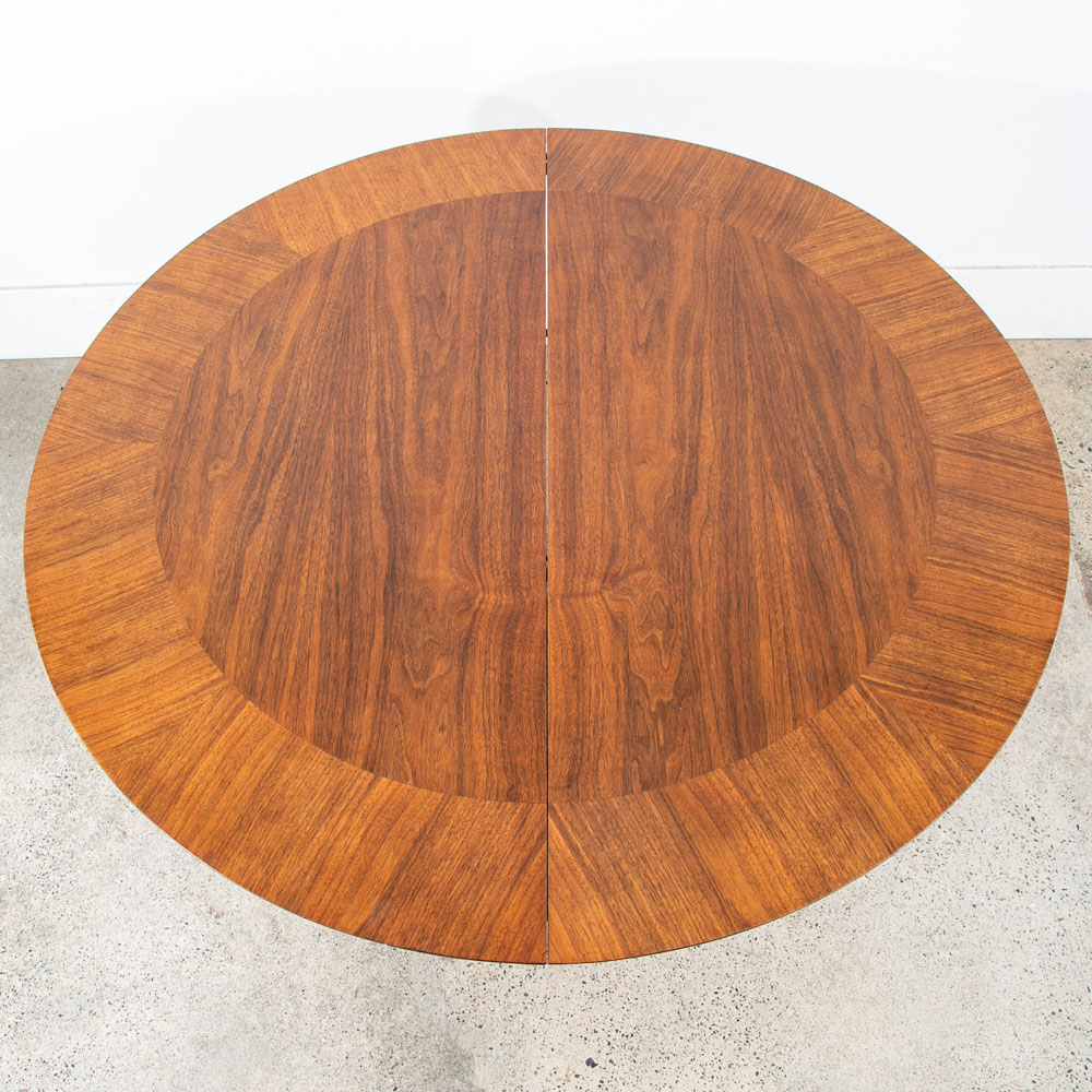 Mid Century Modern Dining Table Pedestal Walnut Round Restored Circular Mcm - Image 3