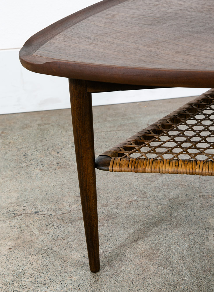 Mid Century Danish Modern Side Table Guitar Pick Poul Jensen Selig Cane Shelf NM - Image 11