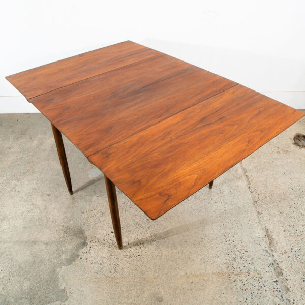 Mid Century Modern Dining Table Drop Leaf Walnut Restored Extension Expanding