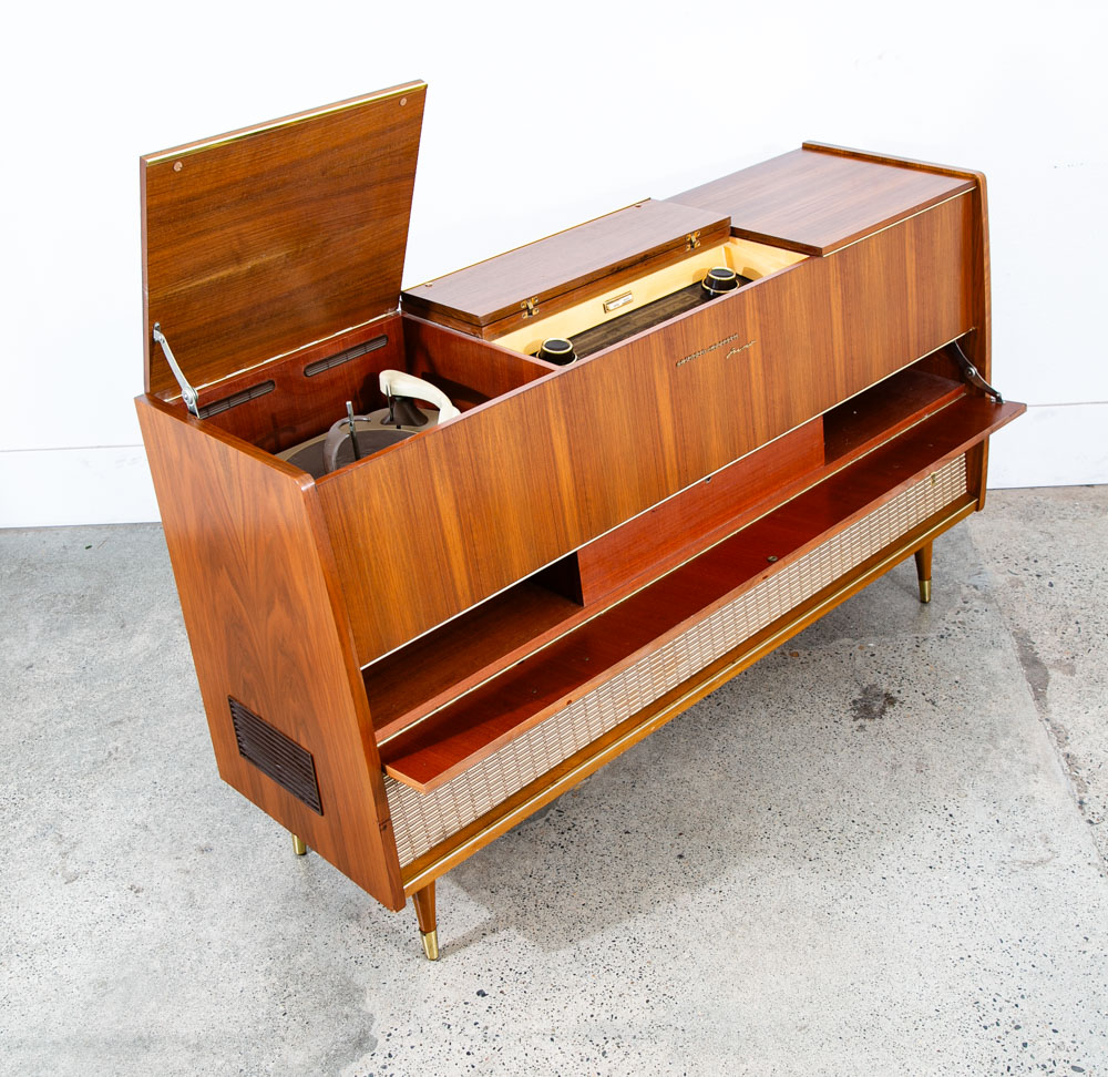 Mid Century Danish Modern Stereo Console Grundig Teak Record Player Radio Hifi - Image 7