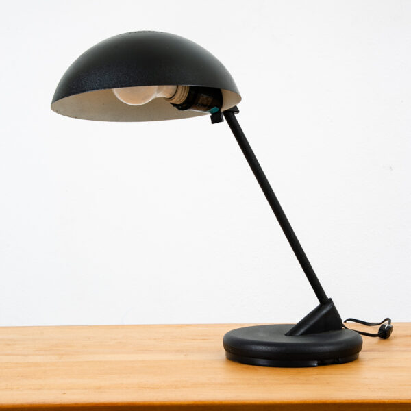 Mid Century Modern Table Lamp Round Metal Light Desk Black American Mcm Vintage - Image 3