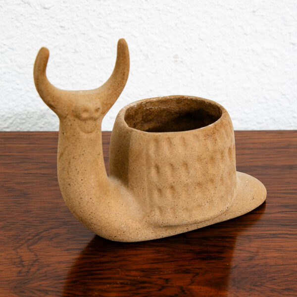 Mid Century Modern Art Pottery Snail Planter Pot Figurine Ceramic Matte Catchall