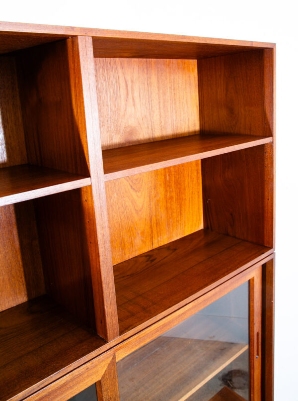 Mid Century Danish Modern Cabinet Wall Unit Hutch Credenza Display Teak Glass 2 - Image 5