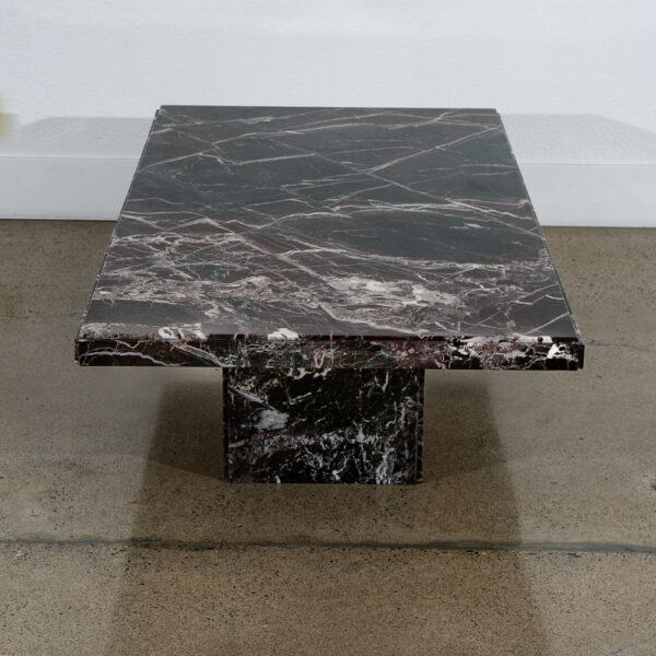 Mid Century Modern Coffee Table Marble Rectangular Pedesta Large Black White NM - Image 7