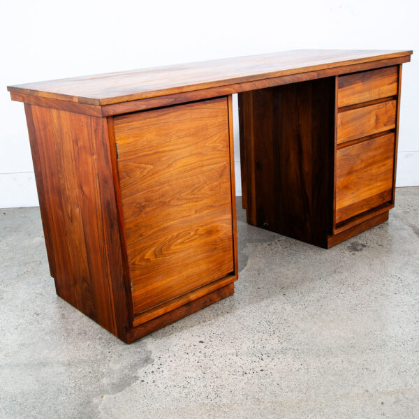 Mid Century Modern Desk Solid Walnut Executive Office Custom 3 Drawer Floating