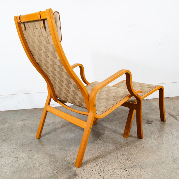 Mid Century Danish Modern Lounge Chair Finn Ostergaard Canvas Sweden Ottoman Mcm - Image 4