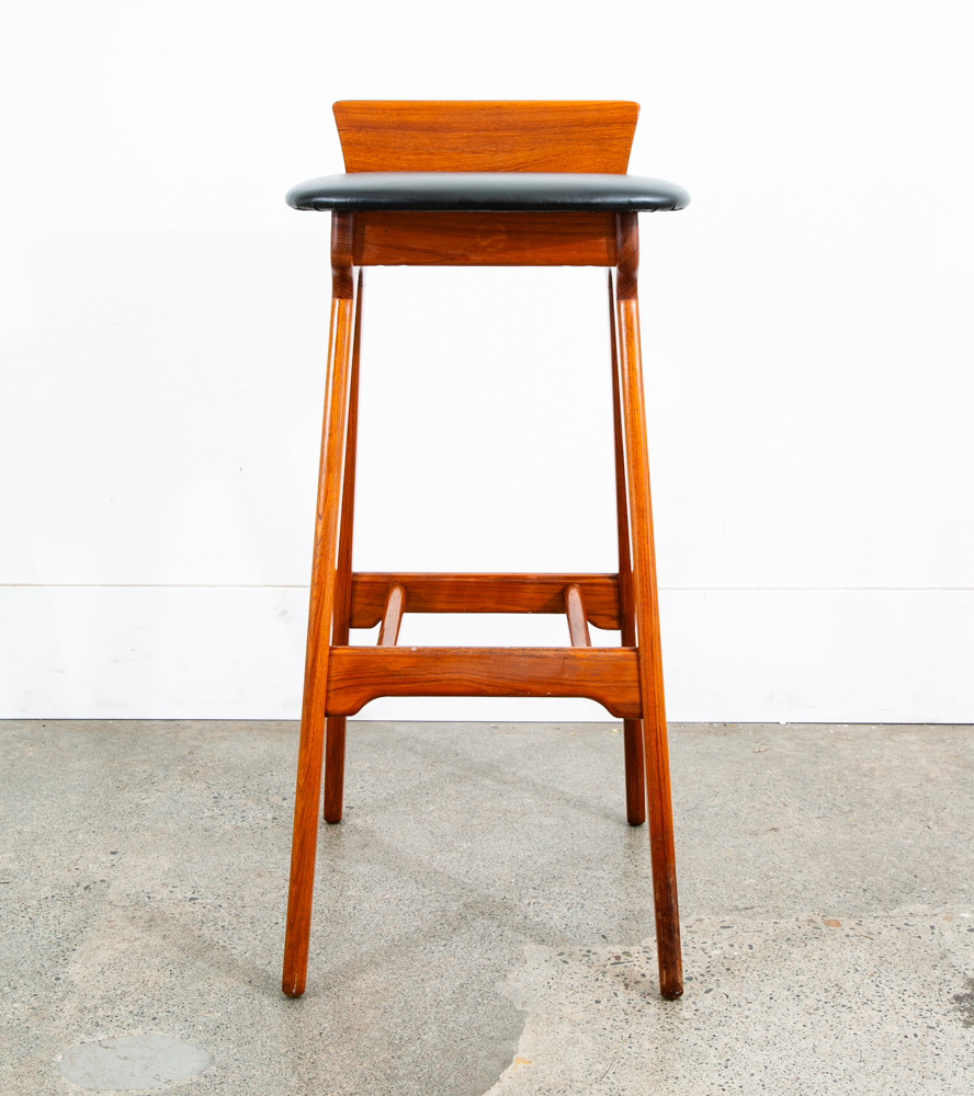 Mid Century Modern Bar Stools Set 2 Black Erik Buch Solid Teak Christiansens Mcm - Image 7