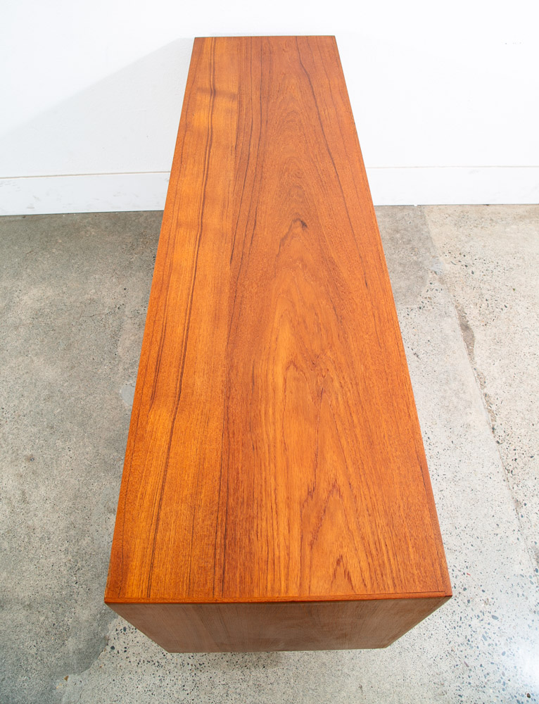 Mid Century Danish Modern Credenza Sideboard Teak Drawer 3 Doors Denmark Sliding - Image 3