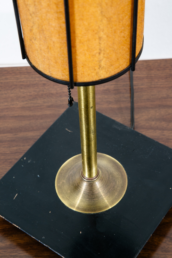 Mid Century Modern Lamp Table Light lighting Black Brass Round Gold Brutalist - Image 10