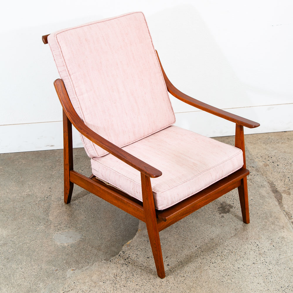 Mid Century Danish Modern Lounge Chair Salmon Pink Peach Armchair Mcm Baumritter - Image 2
