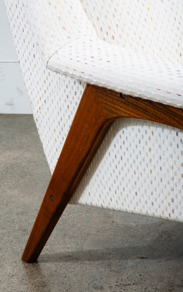 Mid Century Danish Modern Lounge Chair Dux Fohlke Ohlsson White Cream Speckled - Image 10