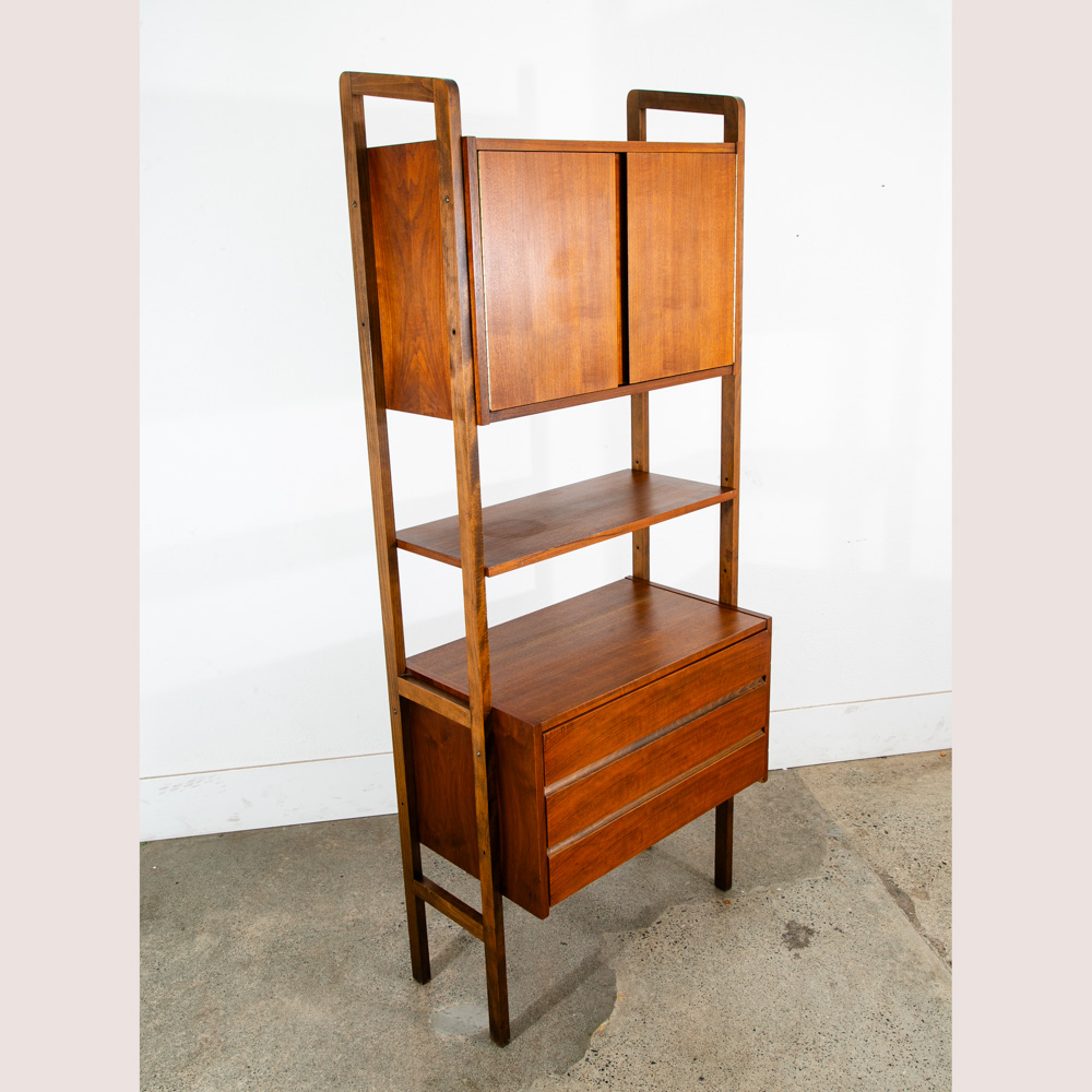 Mid Century Modern Room Divider Wall Unit Walnut Freestanding Modular Drawers