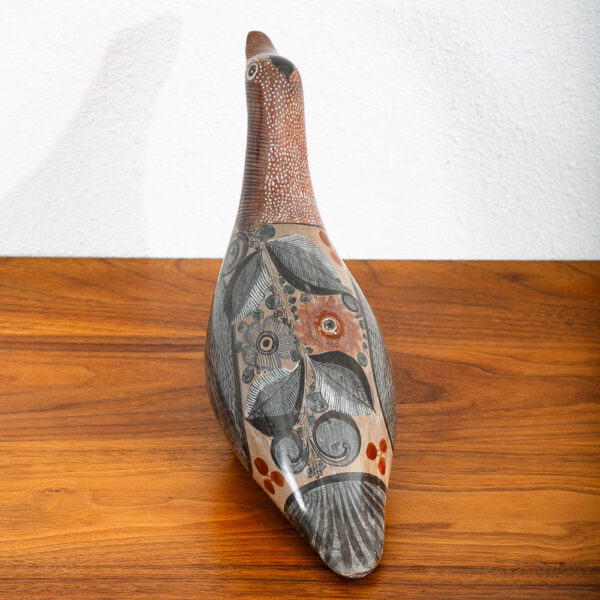 Mid Century Modern Mexican Pottery Bird Ceramic Figurine Sculpture Tonala Floral - Image 6
