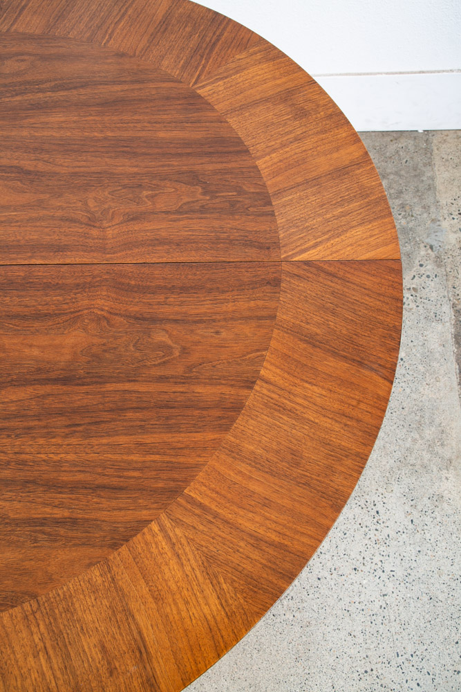 Mid Century Modern Dining Table Pedestal Walnut Round Restored Circular Mcm - Image 7