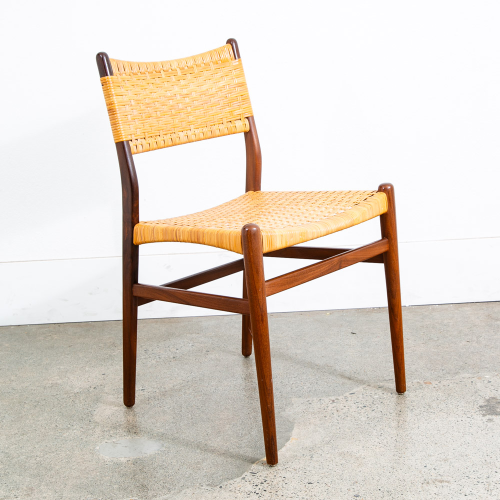 Mid Century Danish Modern Dining Chair Side Cane Wrapped High Back Vintage Teak - Image 9