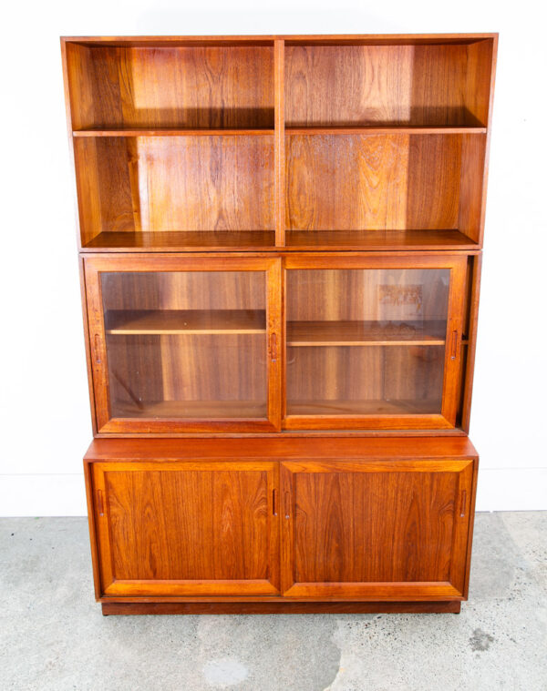Mid Century Danish Modern Cabinet Wall Unit Hutch Credenza Display Teak Glass 2 - Image 12