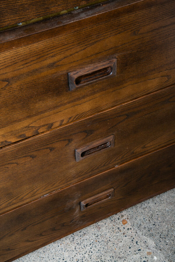 Mid Century Danish Modern Bookshelf Cabinet Oak Doors Drop Down Desk Compact Mcm - Image 10