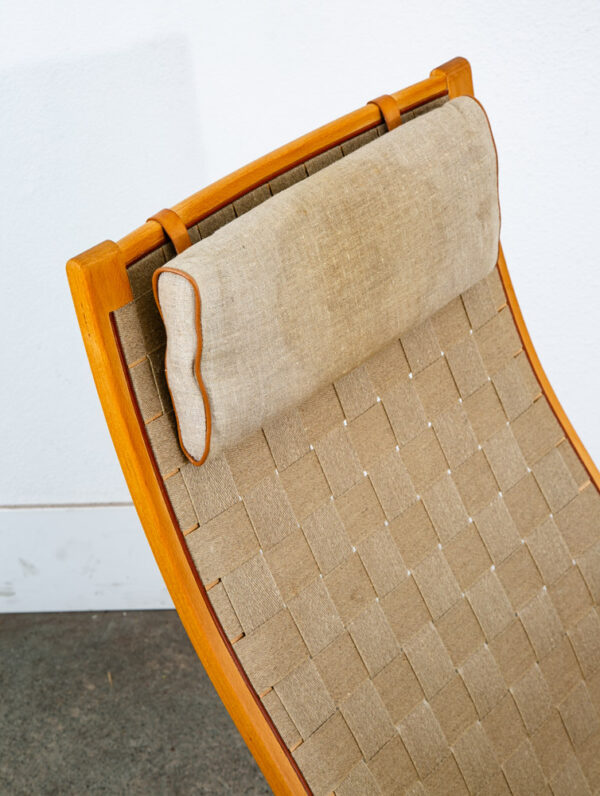Mid Century Danish Modern Lounge Chair Finn Ostergaard Canvas Sweden Ottoman Mcm - Image 7