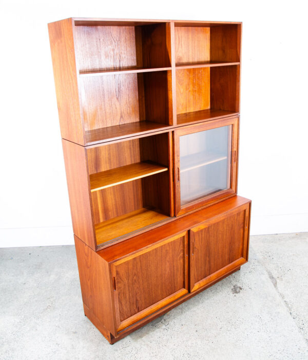 Mid Century Danish Modern Cabinet Wall Unit Hutch Credenza Display Teak Glass 2 - Image 8