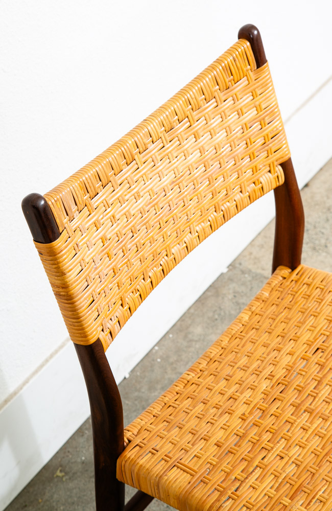 Mid Century Danish Modern Dining Chair Side Cane Wrapped High Back Vintage Teak - Image 11