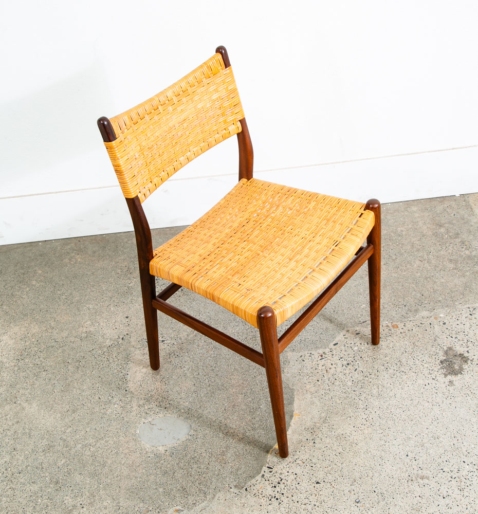 Mid Century Danish Modern Dining Chair Side Cane Wrapped High Back Vintage Teak - Image 6