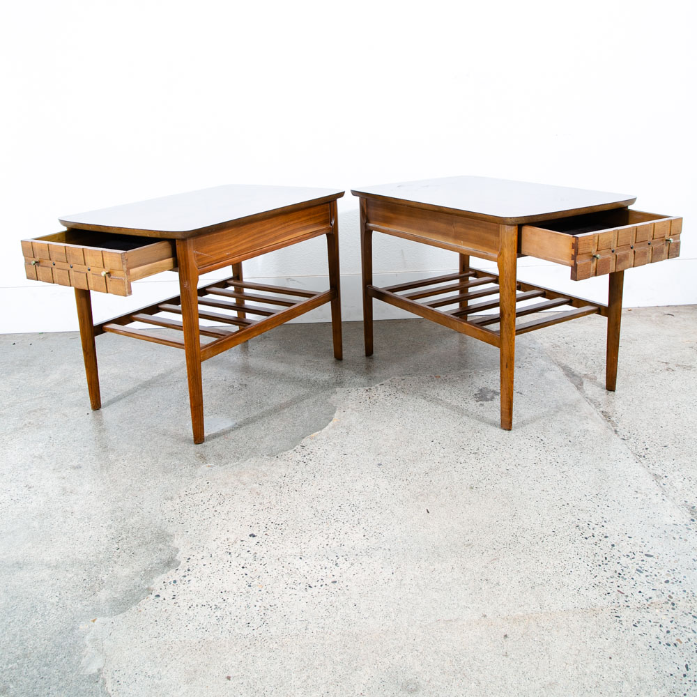 Mid Century Modern Nightstands Side Table End Mersman Walnut Vintage Mcm Drawer - Image 5