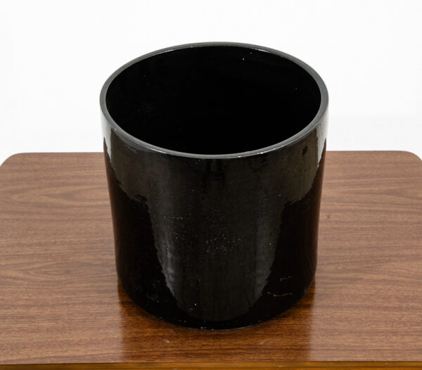 Mid Century Modern Planter AC-12 Black Gloss Large Gainey Ceramic Vintage Round
