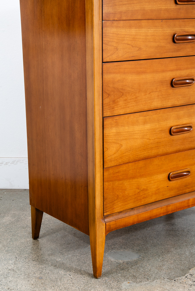 Mid Century Modern Highboy Dresser Dixie 5 Drawer Vintage Walnut Danish Drexel - Image 11