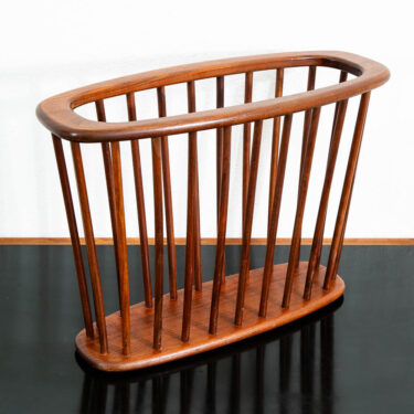 Mid Century Modern Magazine Rack Spindle Solid Walnut Wood Vintage Round Umanoff
