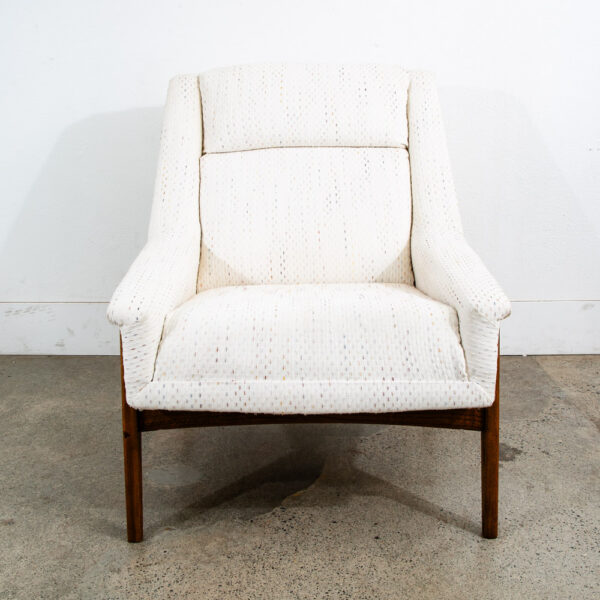 Mid Century Danish Modern Lounge Chair Dux Fohlke Ohlsson White Cream Speckled - Image 3