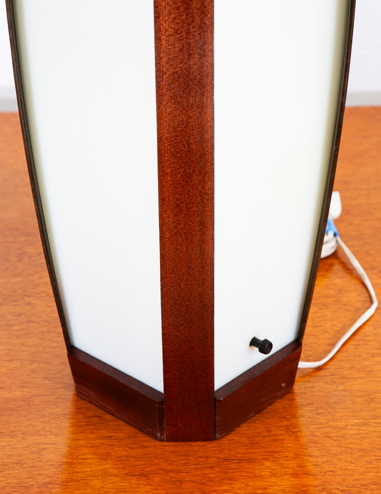 Mid Century Modern Lamp Set Table Light lighting Modeline Wood White Mahogany - Image 8