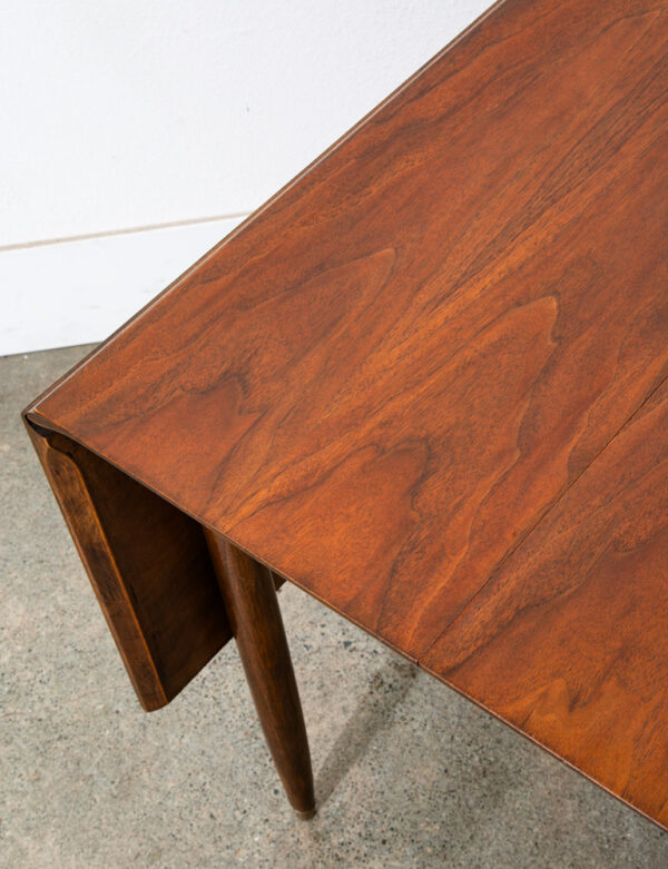 Mid Century Modern Dining Table Drop Leaf Walnut Restored Extension Expanding - Image 9